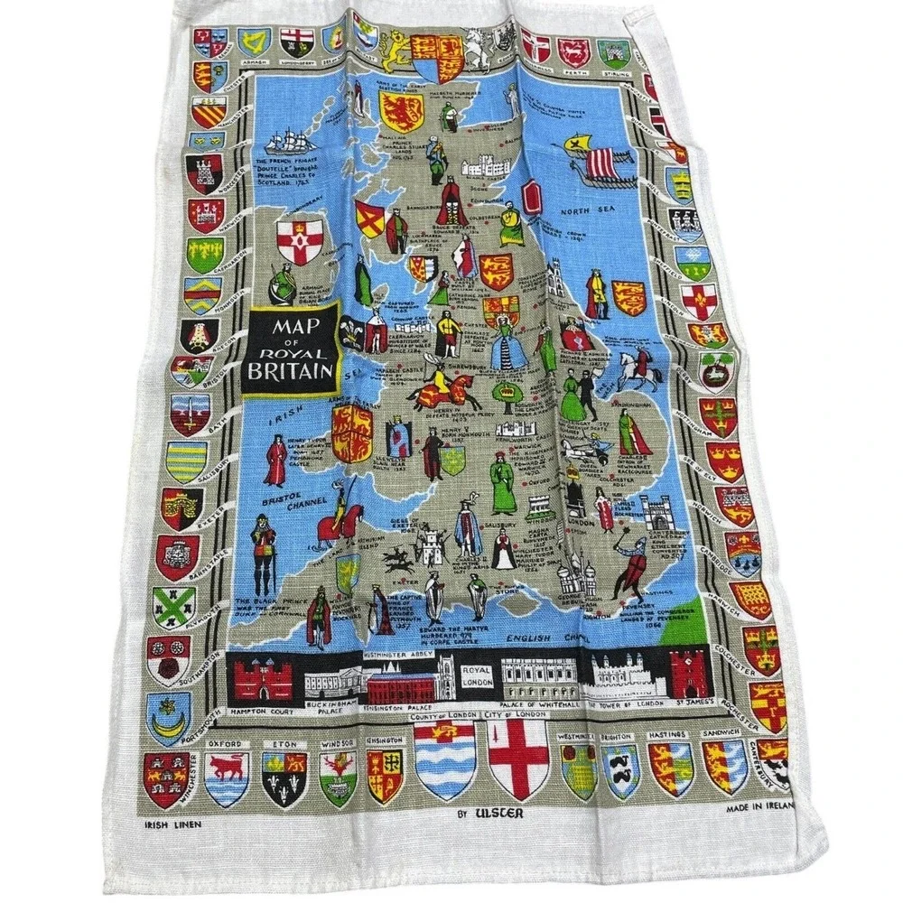Map of Royal Brittan Ulster Weavers Towel Irish Linen  17 x 26